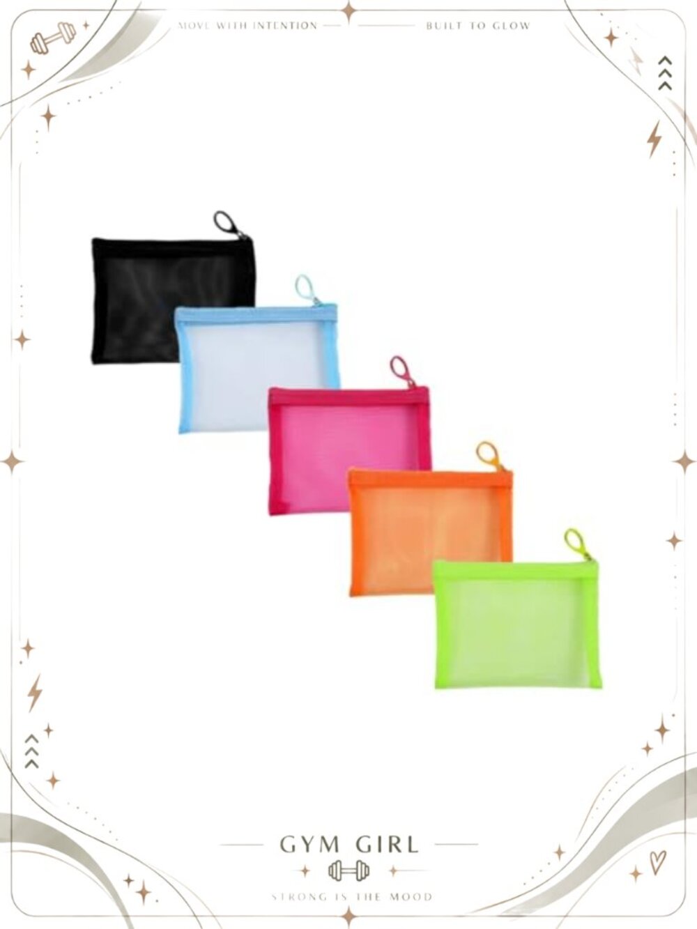 5 Pack Small Zipper Pouch Mesh Pencil Pouches Purse Organizer Travel Toiletry